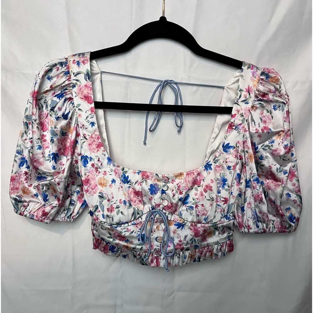 For Love and Lemons satin cropped top